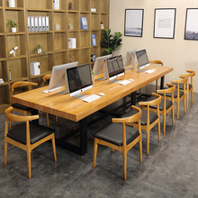 Bàn gỗ Mỹ hội nghị bàn rèn sắt dải lớn công ty bàn lớn đồ nội thất gác xép bàn ghế kết hợp Bàn