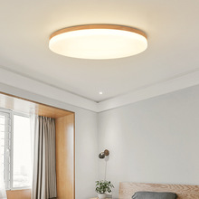 Bắc Âu đơn giản siêu mỏng đèn trần gỗ Nhật Bản hiện đại sáng tạo phòng khách phòng ngủ nghiên cứu đèn gỗ rắn Đèn trần hiện đại