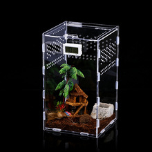 Acrylic terrarium leo vật nuôi nhện hộp hộp arboreal hộp 360 độ cao trong suốt nhà máy trực tiếp cung cấp vật nuôi Vệ sinh vật tư