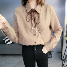 Áo khoác lửng nữ mùa xuân 2019 nữ giản dị áo sơ mi mỏng Han Fanzhong áo len cotton dài nữ Áo