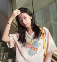 [Bản gốc tiêu chuẩn] Qin Wei Yang Mi sao với cùng một chiếc áo thun nữ Xiao Fei như áo thun cotton ngắn tay chải chuốt Áo thun nữ