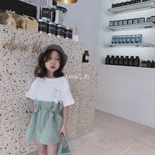 Zhongdatong 2019 Summer New Children Mặc áo phông trắng Áo phông đơn giản thời trang Cô bé mới ngắn T Xia Xin Váy trẻ em