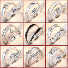 Thời trang châu Âu và Mỹ mở đôi nhẫn nữ phiên bản Hàn Quốc của zircon sáu móng vương miện nhẫn cưới miệng miệng phụ kiện trang sức bạc Nhẫn