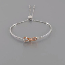 Swarovski Elements Crystal s925 Sterling Silver Mới Rose Gold White Gold Bracelet Bracelet Bow Bracelet Phụ nữ Vòng tay