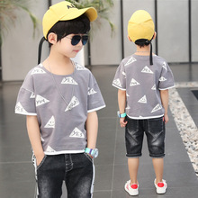 Bộ đồ trẻ em mùa hè mới to boy phiên bản Hàn Quốc của bé trai hai mảnh giản dị Bộ đồ trẻ em