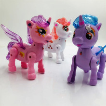 Pony điện kỳ ​​lân ánh sáng dây nhạc dây xích động vật xung quanh bán buôn đồ chơi trẻ em kỳ lân Búp bê điện