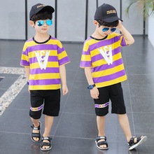 Trẻ em mặc bộ đồ ngắn tay mùa xuân và hè cho bé trai quần áo mùa hè bé trai phiên bản Hàn Quốc của bé trai mùa hè 2019 mới Bộ đồ trẻ em