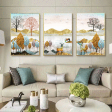 Nhà máy trực tiếp phong cách Trung Quốc trang trí phòng khách sơn hiện đại tối giản sofa nền sơn ba gói Tranh trang trí hiện đại