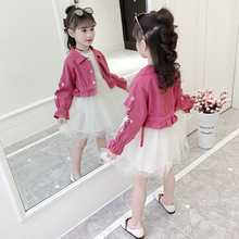 Quần áo trẻ em nữ gas ngoại 2019 xuân mới quần áo thủy triều Phiên bản Hàn Quốc của trẻ em lớn thêu hoa cúc áo sợi váy phù hợp Bộ đồ trẻ em