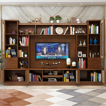 Trung Quốc tủ gỗ rắn tủ kết hợp hiện đại đơn giản tủ tường phòng khách tổng thể TV nền tủ Tủ tivi