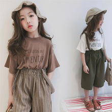 Mùa hè 2019 mới xu hướng thư kéo dài tay áo thun bé gái Hàn Quốc áo sơ mi ngắn tay trẻ em cotton đáy Áo len