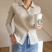 Áo len dệt kim mùa xuân đầu xuân 2019 ngắn nữ phiên bản Hàn Quốc của áo len dệt kim dài tay áo khoác mỏng Áo len nữ