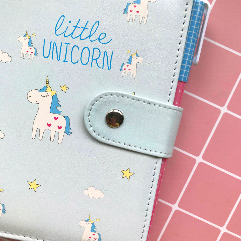 unicorn独角兽套装pu磁扣手账笔记本配笔和纸胶带套装奖品礼品