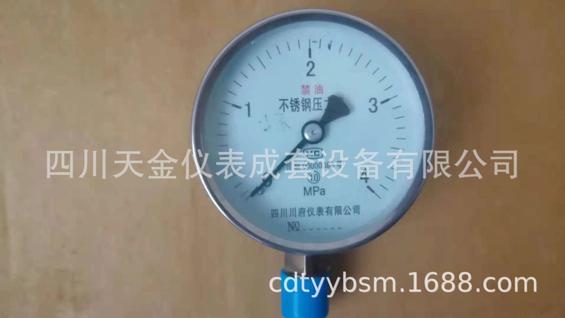 四川天府不锈钢禁油压力表YTF-100H 氧气不锈钢压力表