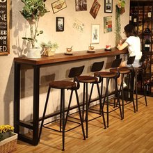 Mỹ thanh gỗ rắn bàn cafe bàn ghế sắt rèn nhà thanh bàn chống tường dải cao chân nước nhỏ thanh tùy chỉnh Ghế bar