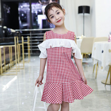 Váy trẻ em mùa hè 2019 bé gái mới kẻ sọc Váy phiên bản Hàn Quốc của bé gái lớn khâu váy voan đuôi cá Váy trẻ em