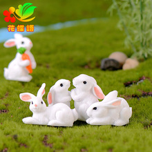 Thỏ nghịch ngợm Micro Cảnh nhựa Động vật Cảnh quan DIY Trang trí Hoàng đạo Thỏ trắng Quà tặng Phụ huynh Mô hình động vật và thực vật