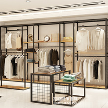 Cửa hàng quần áo phụ nữ châu Âu kệ trưng bày quần áo đứng sàn kết hợp tường cửa sổ lưới cửa hàng quần áo cao cấp Đạo cụ trưng bày quần áo