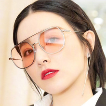 Kính râm đa giác kim loại 2019 阚 子 sunglasses Kính râm đôi retro châu Âu và kính râm đại dương Kính râm