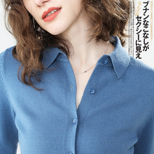 Áo len dệt kim mùa xuân 19 áo len phiên bản Hàn Quốc của áo khoác rộng phù hợp với cổ áo dưới đoạn ngắn tay áo len dài Áo len nữ