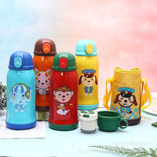 Bộ phim hoạt hình mới dành cho trẻ em nồi inox 304 cốc trẻ em có nắp bằng rơm thả bằng cốc trẻ em sử dụng kép Cốc rơm