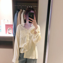 Canggu gỗ 2019 xuân mới dành cho nữ phiên bản Hàn Quốc của áo sơ mi cotton thông thường giặt áo sơ mi dài tay cơ bản 202 Áo