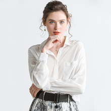 14 Mimi 02 đôi 2019 xuân mới áo lụa nữ 100% lụa màu đơn giản áo dài tay Áo