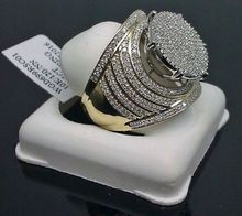 Thương mại điện tử xuyên biên giới bán đồ trang sức nóng nổ Nhẫn nam mạ vàng châu Âu và kim cương đầy đủ kim cương đeo nhẫn nam Nhẫn
