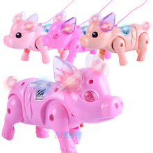 Quầy hàng bán dây điện lợn lợn may mắn lợn Hòa nhạc ánh sáng đi bộ lợn điện Đồ chơi trẻ em bán buôn Thú cưng điện tử