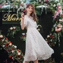 [Khối đẩy chính] Mùa hè 2019 mới dành cho nữ áo thun in hoa voan mỏng 63230 Đầm
