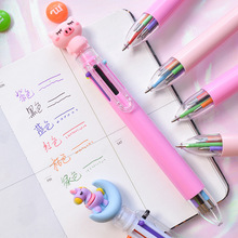 Nhật Bản và Hàn Quốc rung mạng đỏ hoạt hình dễ thương màu bút bi bút bi Sinh viên đa chức năng tài khoản đánh dấu bút 6 màu Bút bi
