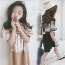 Mùa hè 2019 trẻ em mặc phiên bản Hàn Quốc của váy bé gái Áo dài thời trang trẻ em thư lớn Váy trẻ em
