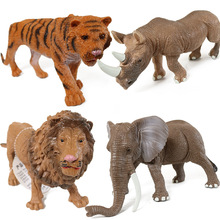 Mới lớn nhựa mô phỏng voi sư tử hổ tê giác mô hình động vật đa dạng phù hợp với đồ chơi trẻ em bán buôn Mô hình mô phỏng