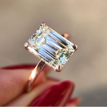 Chúc phụ kiện mới xuyên biên giới Nhẫn kim cương trắng bốn móng cổ điển Kim cương mạ vàng hồng nhẫn trang sức bán buôn Nhẫn