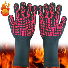 BBQ BBQ găng tay đặc biệt nhiệt độ cao 500/800 độ chống cháy lò vi sóng cách nhiệt nướng silicone trượt Găng tay chịu nhiệt độ cao