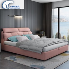 Giường ngủ hiện đại đơn giản Bắc Âu 1,5 1,8 m giường đôi kích thước căn hộ lưu trữ giường mềm giường có thể tháo rời giường Giường vải