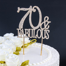 Trang trí món tráng miệng trang sức tiệc 7080 rhinestone thư cắm vào bánh nướng trang trí tiệc cưới phụ kiện kỷ niệm Đạo cụ trưng bày quần áo