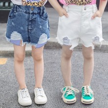 Mùa hè 2019 mới cho trẻ em quần short denim bé gái phiên bản Hàn Quốc của quần short sọc sọc đại dương Quần jean