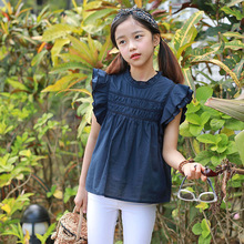 TS4955 Quần áo trẻ em Hàn Quốc bé gái công chúa Áo thun tay áo trẻ em lớn áo sơ mi retro cha mẹ bán buôn Áo len