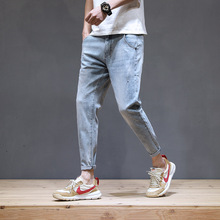 Quần jeans nam 9 điểm 2019 mới toanh thương hiệu Quần bó chân co giãn Quần 9 điểm phiên bản Hàn Quốc theo xu hướng Cao bồi tan vỡ