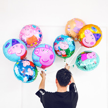 Phim hoạt hình 18 inch nhôm bóng trang lợn lợn hồng lợn cô gái tròn in đẩy quà tặng sinh nhật trang trí tiệc Vòm bóng