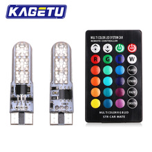 Xe hiển thị chiều rộng đèn t10 silicone 5050-6SMD Xe LED nhiều màu nhỏ đèn giấy phép điều khiển từ xa RGB nhấp nháy ánh sáng Đèn nhấp nháy