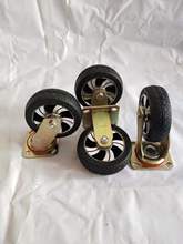 61 thép không gỉ phổ caster bánh xe câm bánh xe đẩy bốn bánh xe đẩy bánh xe cao su rắn Công cụ kết hợp tích hợp