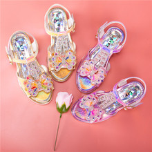 Mùa hè 2019 giày trẻ em mới bán buôn Giày công chúa trẻ em Zhongda da sáng màu Thời trang Hàn Quốc Dép nữ Velcro Dép trẻ em