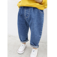 Quần áo Youbang 19 năm mùa xuân quần áo trẻ em trẻ em phiên bản Hàn Quốc của quần jean màu rắn trung tính thẳng quần cao bồi cà rốt thẳng Quần jean