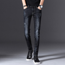 Nhà máy sản xuất hàng loạt quần jeans nam giản dị xuân hè mới quần bò thẳng thon dài quần nam trẻ trung Quần jean