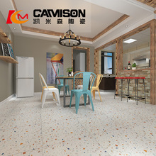 Gạch terrazzo màu 600 * 600 tất cả các hạt sứ cổ gạch phòng khách nhà bếp và phòng tắm lát gạch chống trượt nhà hàng Gạch lát sàn trong nhà