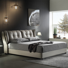 Nhà máy trực tiếp giường đôi đơn giản hiện đại giường da thấp hộp da nghệ thuật giường da giường ngủ đồ nội thất phòng ngủ giường đôi tùy chỉnh Giường da nghệ thuật