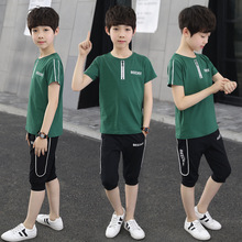 Váy bé trai mùa hè 2019 phiên bản mới của trẻ em Hàn Quốc mặc một thế hệ trẻ em bé trai tay ngắn thể thao Bộ đồ trẻ em