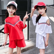 Bộ đồ hai dây mùa hè cho nữ đồng phục mới gió hải quân v-cổ học sinh quần short tay ngắn cotton thể thao phiên bản Hàn Quốc Bộ đồ trẻ em